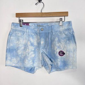 Old Navy The Diva Shorts Tie Dye Cool Blue White Raw Hem 3.5" Women's 6 NWT